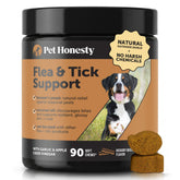 Pet Honesty front packaging showing clean natural flea and tick supplement benefit