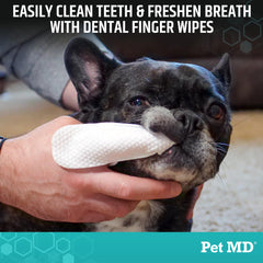 Pet MD close-up of textured wipe surface demonstrating gentle scrubbing action