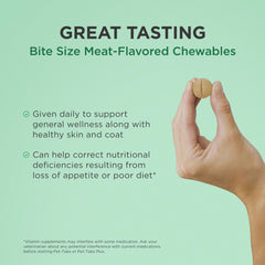 Pet-Tabs served crumbled over food demonstrating simple feeding and acceptance benefit