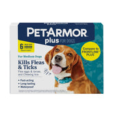 PetArmor plus front package showing six-dose supply and benefits