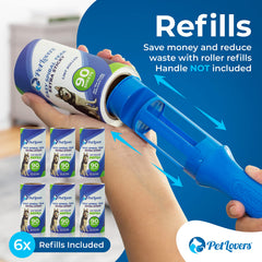 PetLovers refill roll being used on a couch to remove pet hair quickly