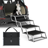 PetRuna front view of folded dog stairs showing compact storage benefit