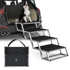 PetRuna front view of folded dog stairs showing compact storage benefit