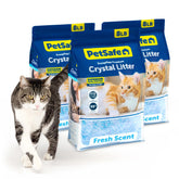 PetSafe ScoopFree front packaging showing three 8 lb bags and fresh scent benefit