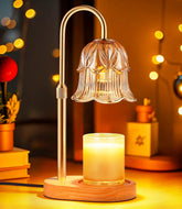 Pfxud front view flower glass lamp showing elegant glow and safe heating