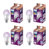 PHILIPS A19 4-pack front packaging showing product and benefits