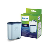 Philips AquaClean front packaging showing two filters and benefits
