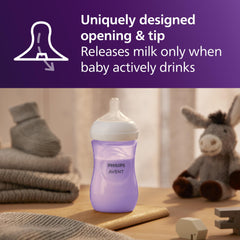 Philips Avent bottle side profile highlighting ergonomic grip and easy hold