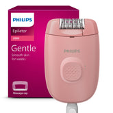 PHILIPS epilator front view showing compact design and easy grip for quick use