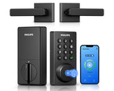 PHILIPS front view of deadbolt and handle showing cohesive design and convenience