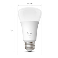 Philips Hue close-up of bulb glass and E26 base highlighting build quality
