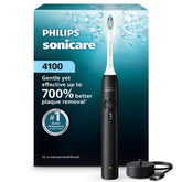 Philips Sonicare 4100 front view showing sleek black handle and power button for easy use