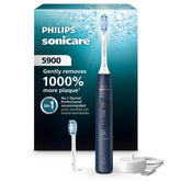 Philips Sonicare 5900 front view showing navy handle and brush head, demonstrating premium grip