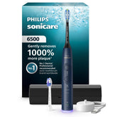 Philips Sonicare 6500 navy handle front view showing ergonomic grip and powerful clean