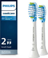 Philips Sonicare front packaging showing two C3 heads and benefits