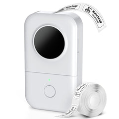 Phomemo D30 front view showing compact design and buttons for easy labeling