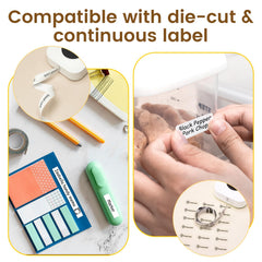 Phomemo D30 loading tape inside demonstrating simple interchangeable tapes