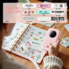 Phomemo D30 side profile with an inserted tape, demonstrating easy tape loading benefit