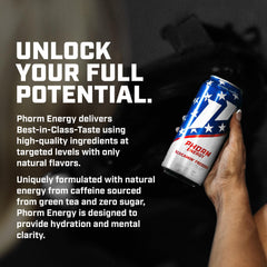 PHORM ENERGY top-down view of open can emphasizing easy-drink convenience