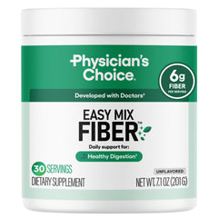 Physician's CHOICE front pouch showing product and benefit of easy daily fiber
