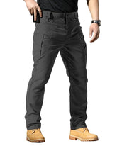 PIDO YOGA front view of dark-gray tactical pants showing fit and pockets benefit versatility