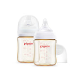 PIGEON front view of two-pack PPSU 5 oz bottles showing packaging and compact design benefit
