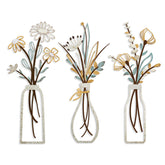 Pigort three metal flower panels front view showing cohesive farmhouse style and easy focal update
