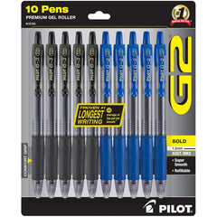 PILOT G2 front packaging showing ten pens for dependable everyday use