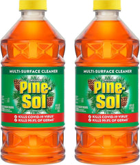 Pine-Sol bottle front view showing brand and fresh pine scent, great for multi-surface cleaning