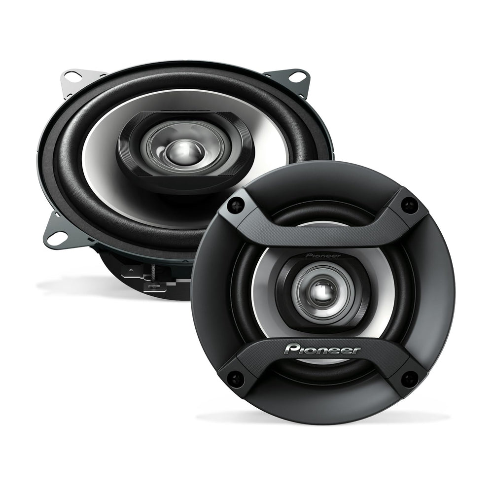Pioneer front view of speaker showing black grill and clean mounting for improved aesthetics