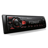 PIONEER MVH-S110BT front panel showing display and controls for easy operation