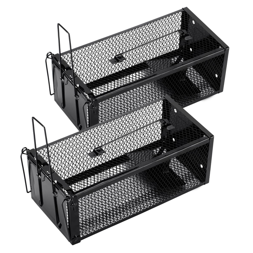 Pivmuth front view of two humane traps showing size and design benefit