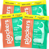 Plackers front packaging showing 150-count mint floss picks for convenience