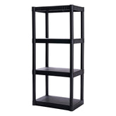 Plano front view of assembled shelves shows organized storage benefit