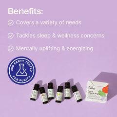 Plant Therapy lavender bottle close-up label highlighting organic purity and calm use