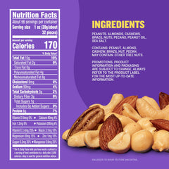 PLANTERS open tub revealing mixed nuts for easy portioning benefit