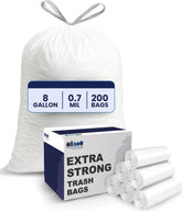 Plasticplace front packaging showing 200-count 8 gallon bags and clear benefits