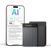 Plaud Note Pro front view showing slim aluminum body and display, portable recording clarity