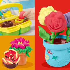Play‑Doh interchangeable pucks closeup showing multiple flower shapes