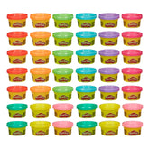 Play‑Doh front packaging showing 42 mini cans and easy distribution benefit