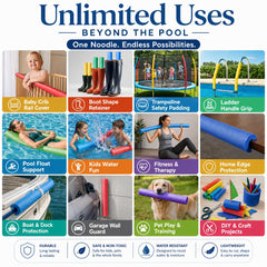 Play22 noodle floating in pool with user enjoying stable buoyancy and fun