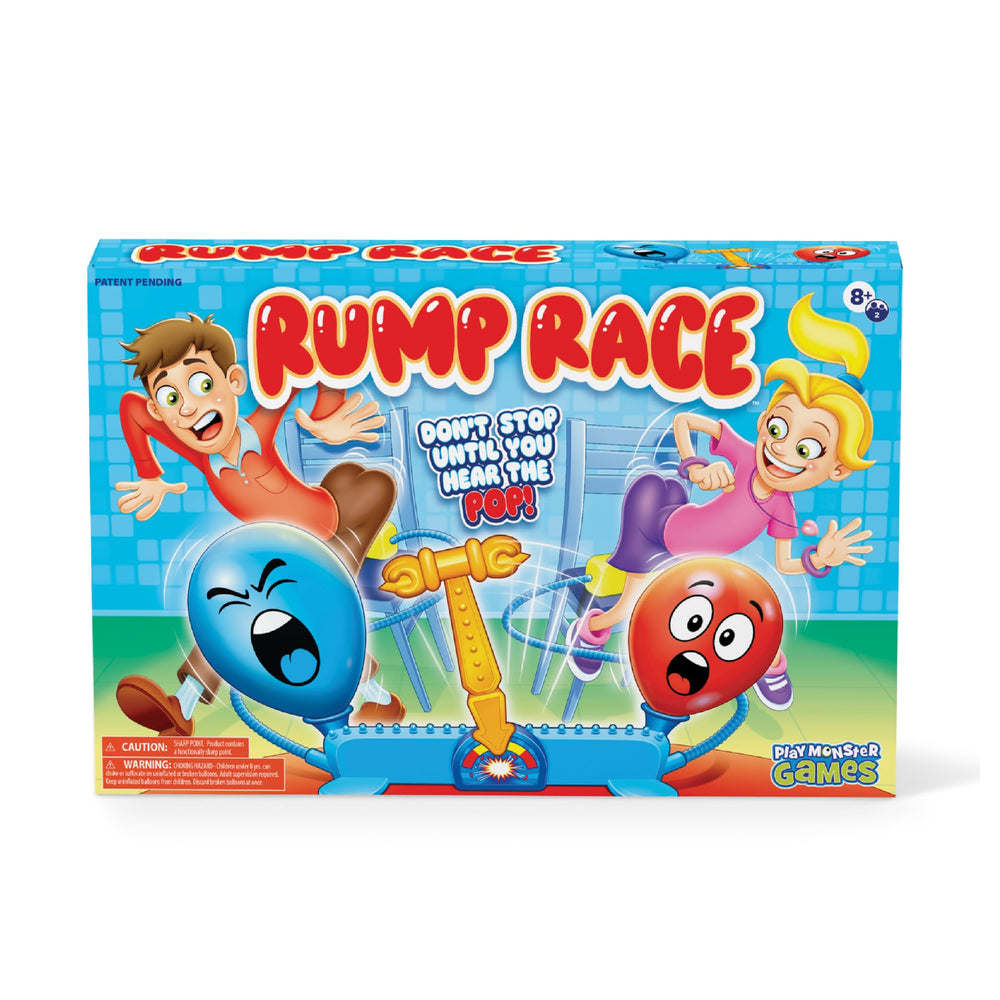 PlayMonster game box front showing Rump Race components and play appeal