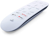 PlayStation media remote front view showing layout and fast control benefits