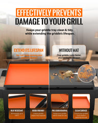 PLOSIF mat installed on Blackstone griddle demonstrating debris protection