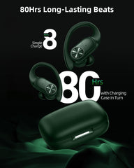 PocBuds charging case digital display clearly showing battery levels