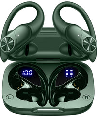 PocBuds front packaging showing olive earbuds and benefits