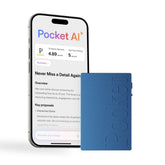 Pocket Sierra Blue front view showing slim recorder and clear controls for quick capture