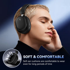 Pointcinco on head during commute demonstrating fit and ANC use for focused listening benefit
