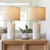 PoKat front view of two lamps showing balanced bedside lighting benefit