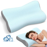 Polovo front view of pillow showing contour and breathable cover for better sleep